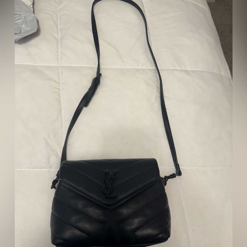 Yves Saint Laurent Black Chevron Crossbody Bag
